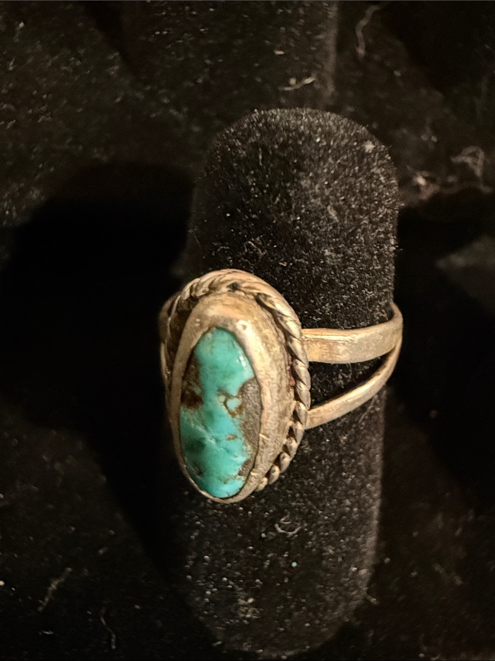 Vintage Navajo Sterling Silver Turquoise Ring Size 4.75 - Picture 2 of 6
